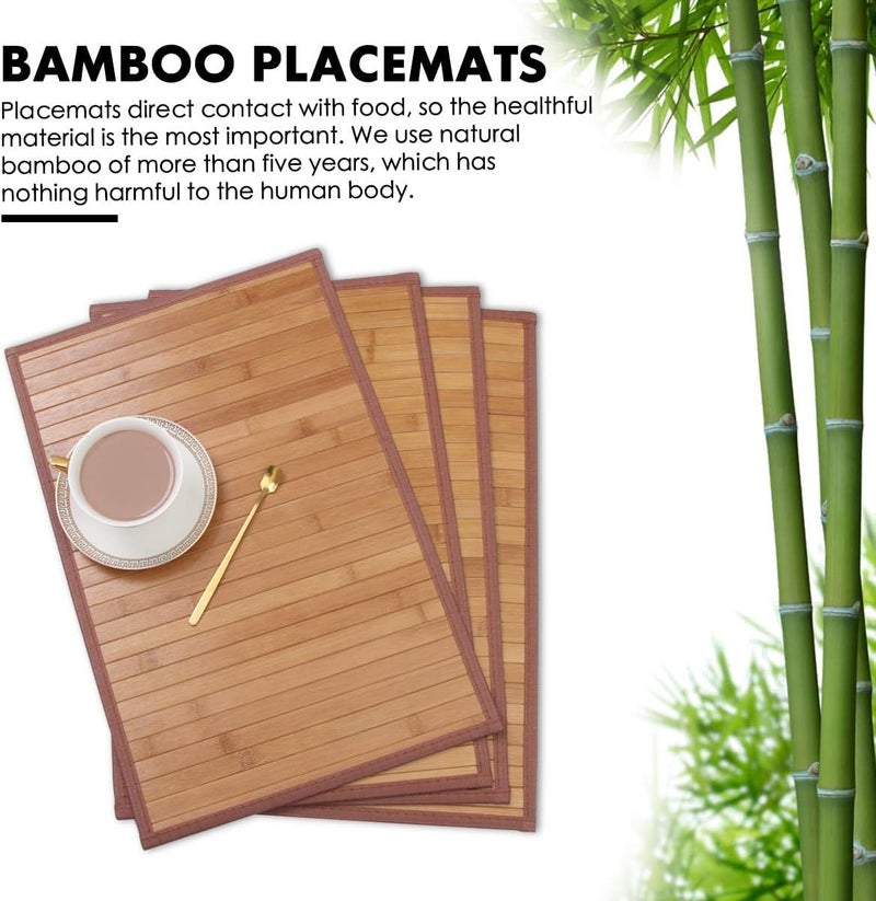 MARSCOOL Placemats Set of 4 for Dining Table, Bamboo Place Mats for Kitchen Table Decor, Table Mats Heat Resistant & Non-Slip for Indoor/Outdoor Party, Table Placemats Set of 4 for Dinner Table Yellow - Image 2